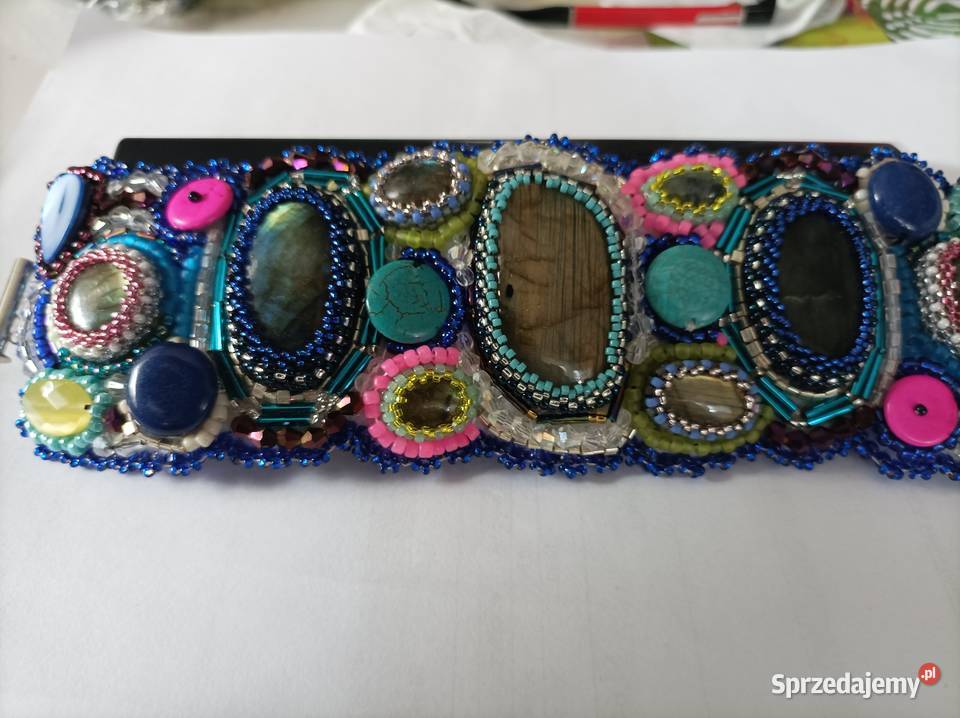 Duuza bransoleta larimaru kamienie beading Częstochowa