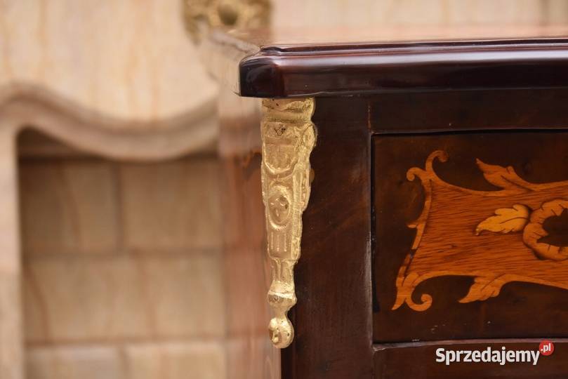 Komoda Intarsjowana Ludwik Stolik Nocny Stolik z Kraków