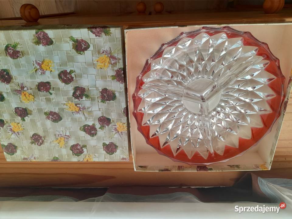 Kryształowa patera dzielona Ruby Flash Kostrzyn nad Odrą