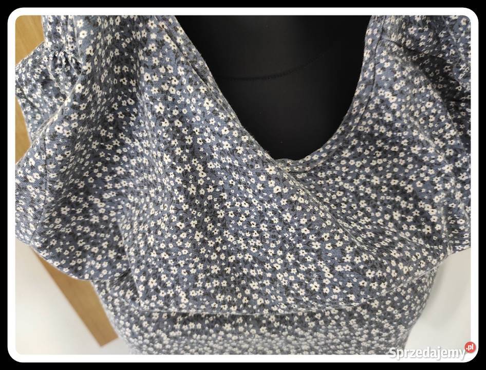 Niebieska bluzka w drobne kwiatki łąka 42 XL mazowieckie