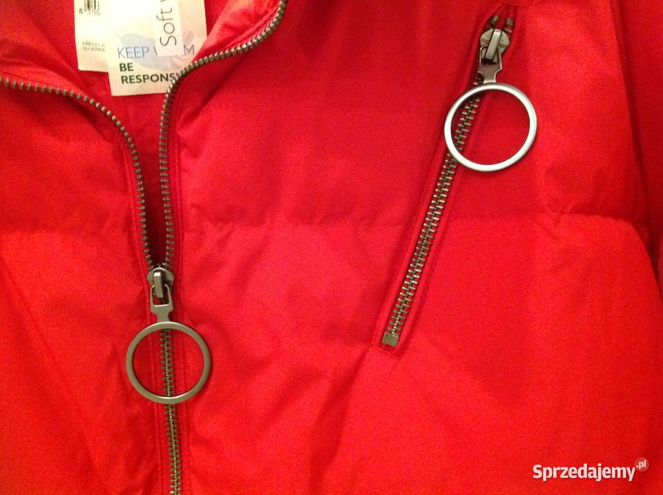 Kurtka Puchowa Damska BENETTON L Czerwona Nowa Kurtki i płaszcze