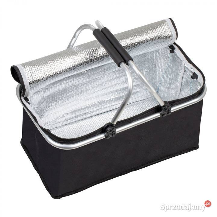 SKŁADANY KOSZYK TERMICZNY PIKNIKOWY NA ZAKUPY czarny Przybory kuchenne Poznań