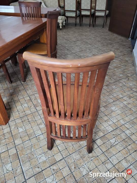 Krzesło drewniane z skórzanym siedziskiem Rybnik sprzedam