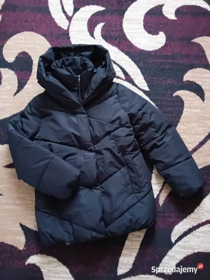 Nowa czarna puchowa kurtka z kapturem Warszawa
