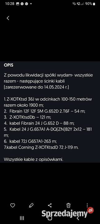 Kable światłowodowe różne Duża ilość Śrem
