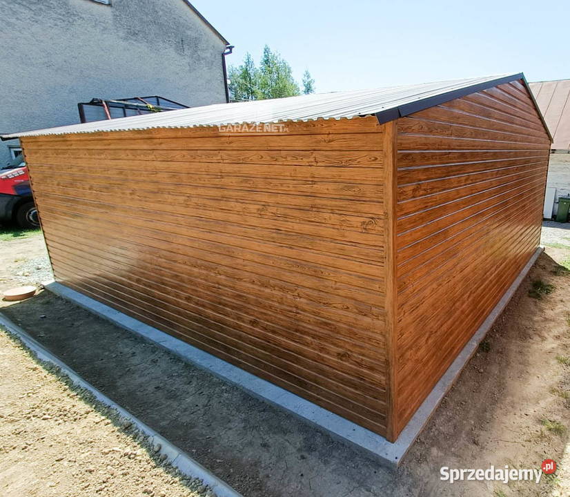 GARAŻ BLASZANY 6m x 6m DWUSPAD 2x BRAMA DRZWI małopolskie Łapanów
