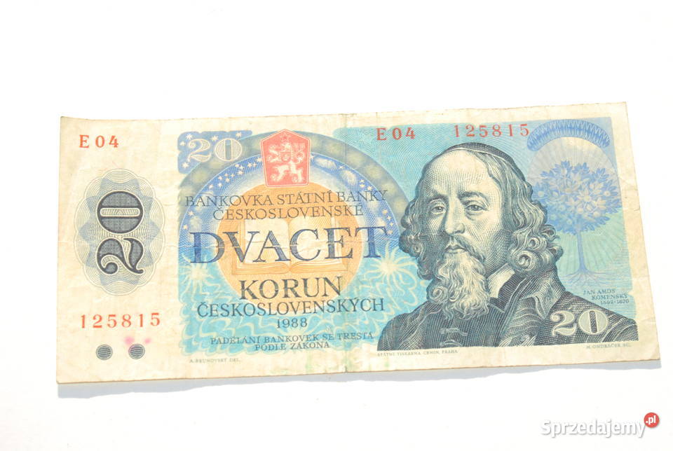 Stary banknot 20 koron Czechosłowacja 1988 antyk Cieszyn