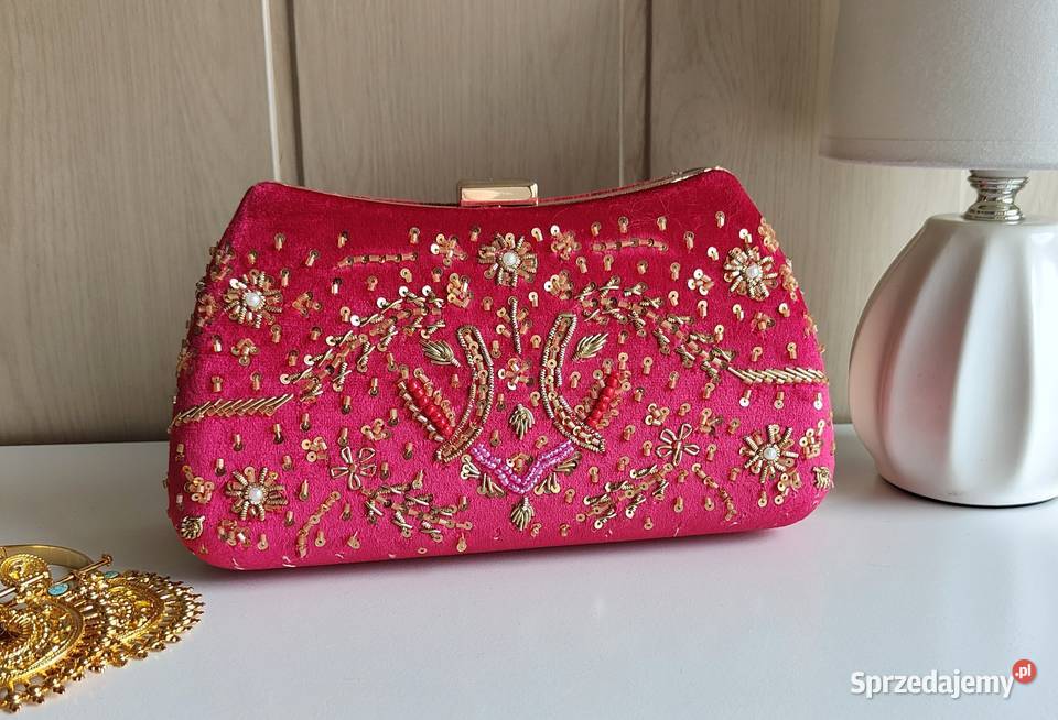 Mała czerwona torebka kopertówka wyjściowa welur Torby i torebki zachodniopomorskie