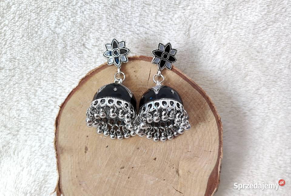 Kolczyki dzwonki jhumki jhumka czarny kolor