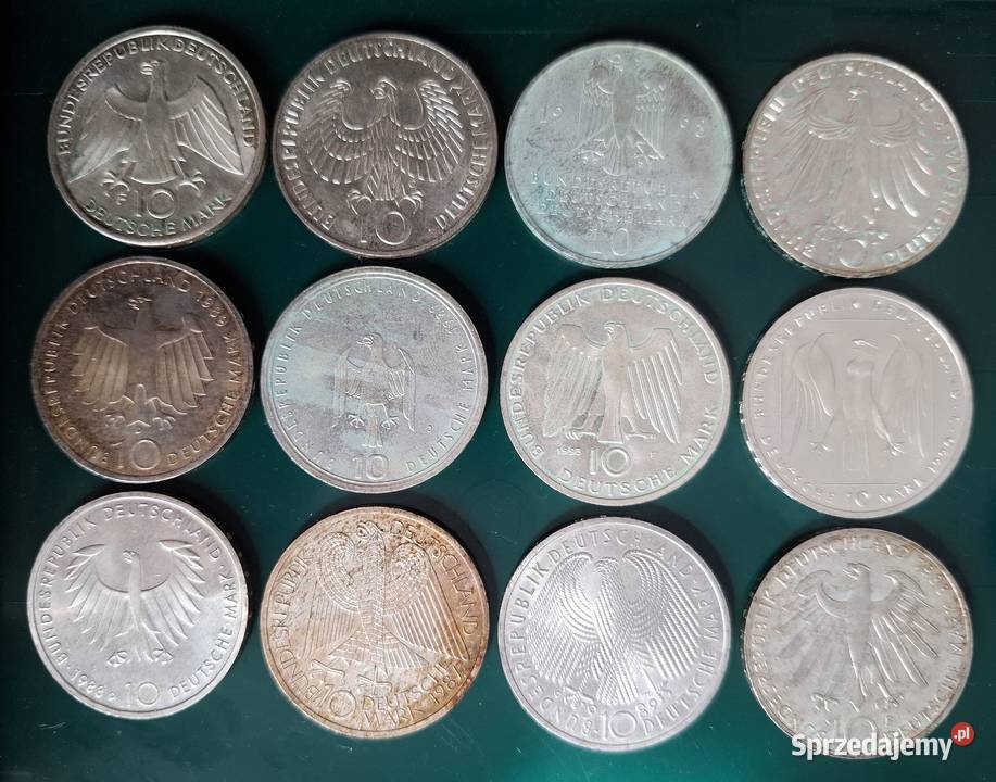 Zestaw Monet Ag 10 DM x 12 zestaw 3 Kolekcje Gliwice sprzedam