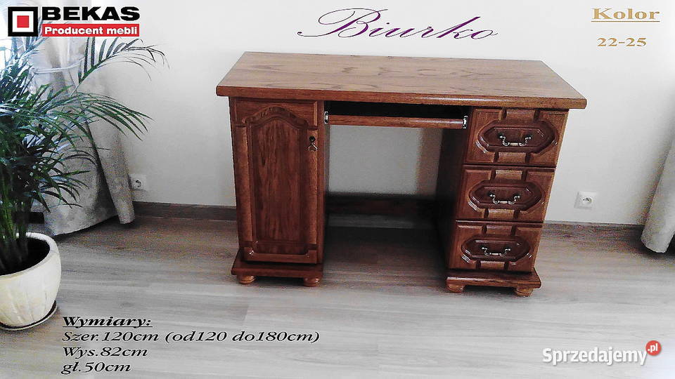 Stylowe Biurko Gabinetowe 160 Orzech Dąb Buk 50cm Olkusz