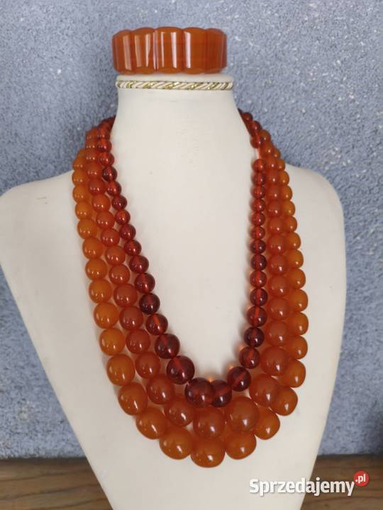 Naszyjnik bransoletka bursztyn vintage prl Naszyjniki Białystok