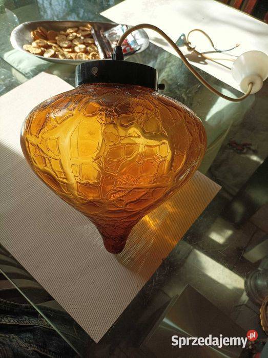 Vintage łata 60 piękna lampa wisząca z miodowo mazowieckie Serock