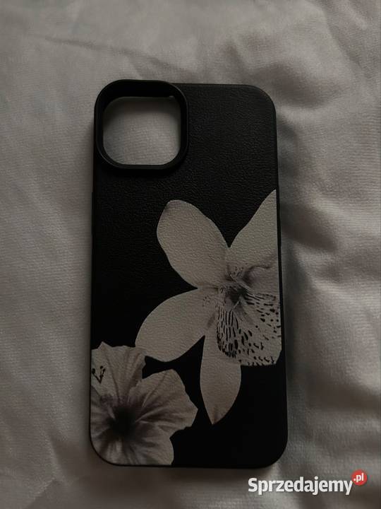 Etui na 14 iPhone z motywem kwiatów czarne sprzedam