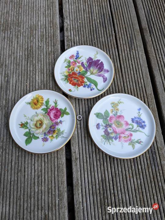 Trzy Ukwiecone TalerzykiKonfiturówki Frstenberg