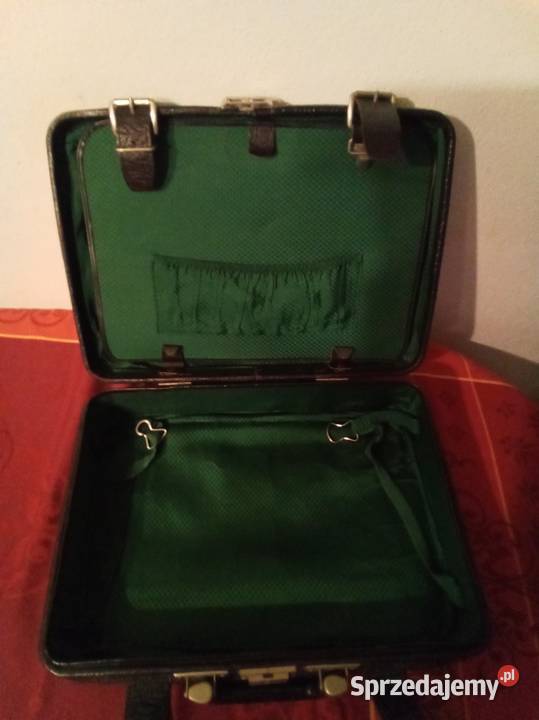 Walizka skórzana z zielonym wnętrzem PRL mazowieckie Warszawa