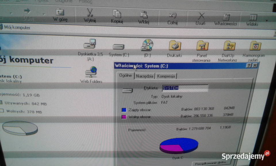 Stary Komputer AT z wyświetlaczem w obudowie 120 Gorzyce
