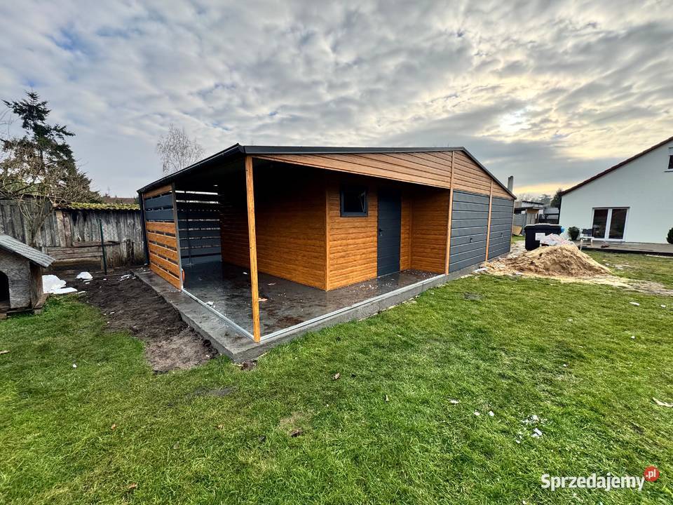 Garaż blaszany 4x7 producent montaż czarny złoty Leszno