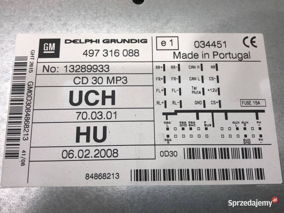 RADIO OPEL ASTRA H 13289933 0414 ODTWARZACZ sprzedam