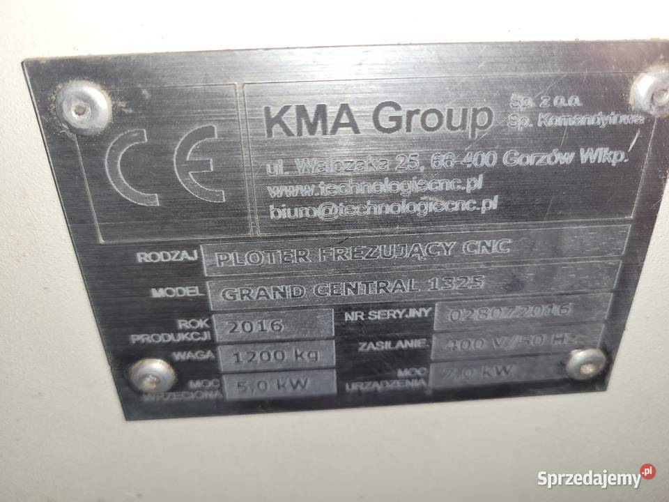 Frezarka Ploter CNC Grand Central 1325 Koszalin