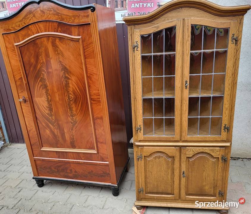 Witryna dębowa narożna gięte wypukłe szyby 83cm kujawsko-pomorskie Sypniewo