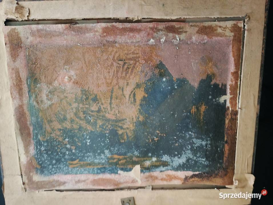 Stary obraz olejny na papierze śląskie Chorzów