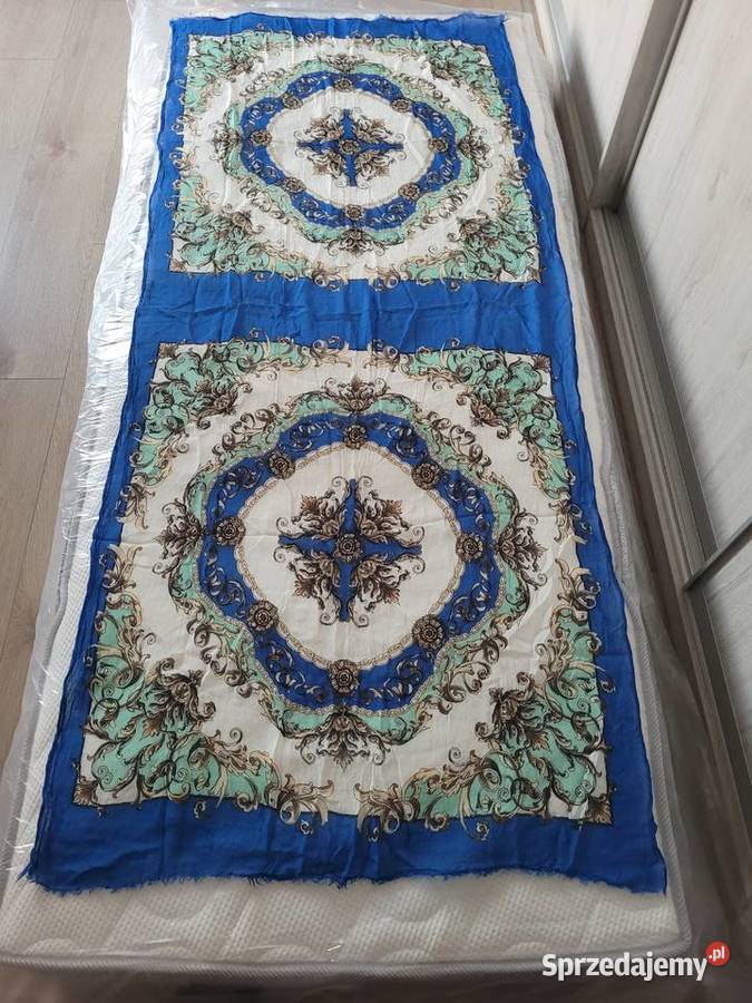 Turkusowo zielono kremowa chusta apaszka wielkopolskie