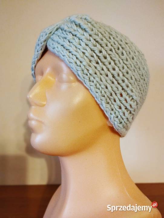 Miętowa wełniana opaska na głowę sprzedam