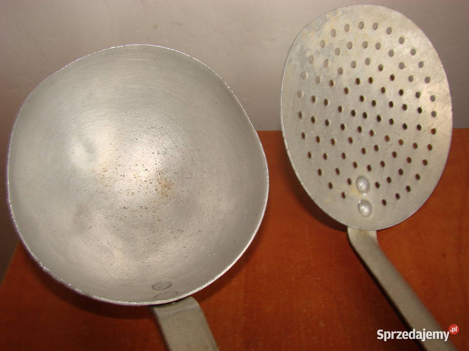 aluminiowa chochlałyżka cedzakowa PRL Pruszcz Gdański