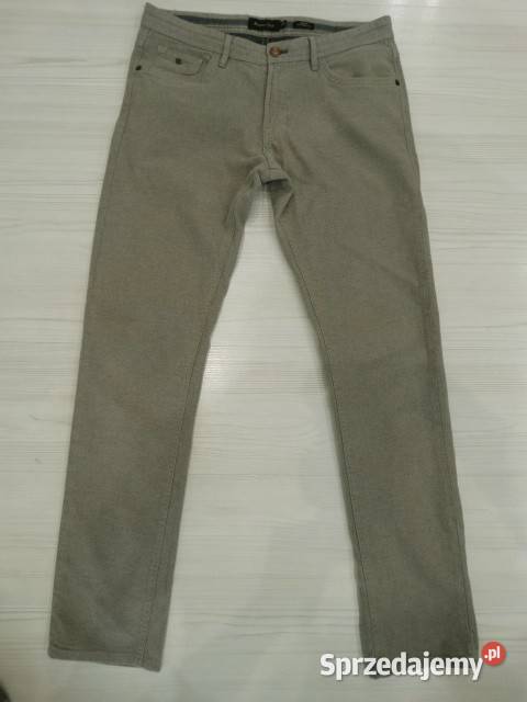 Spodnie Massimo Dutti Beżowe Bawełna Proste podlaskie Łomża