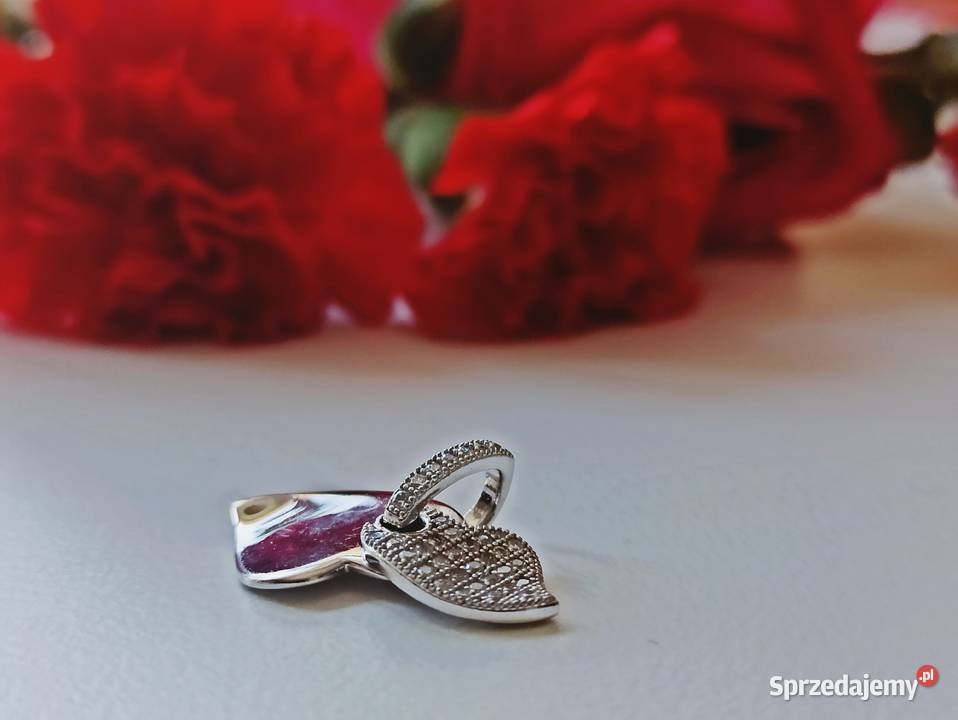 Zawieszka wisiorek dwa serca srebro 925 cyrkonia Warszawa