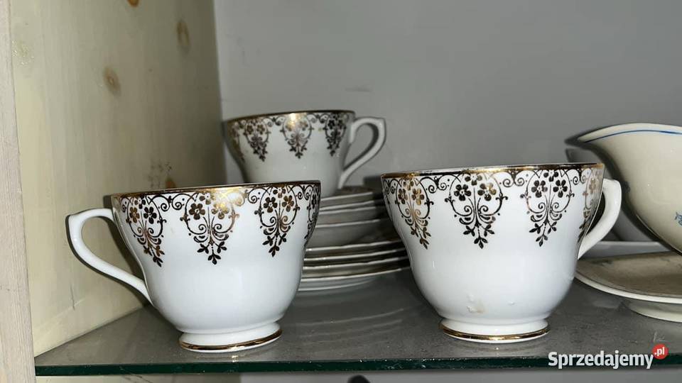Filiżanka z talerzykiem deserowym złotem Gdańsk