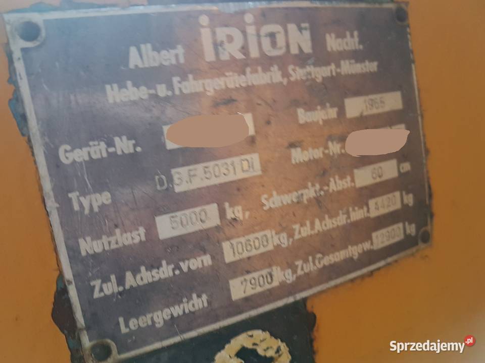 IRION wózek widłowy 5 ton 180kareta WIDLAK Wierzbica