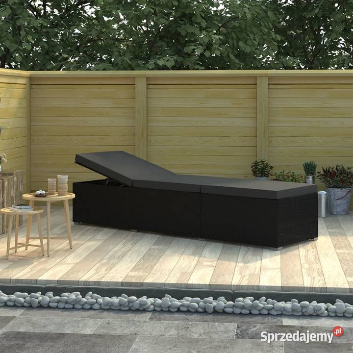 Leżak ogrodowy z poduszką polirattan czarny46221 Warszawa