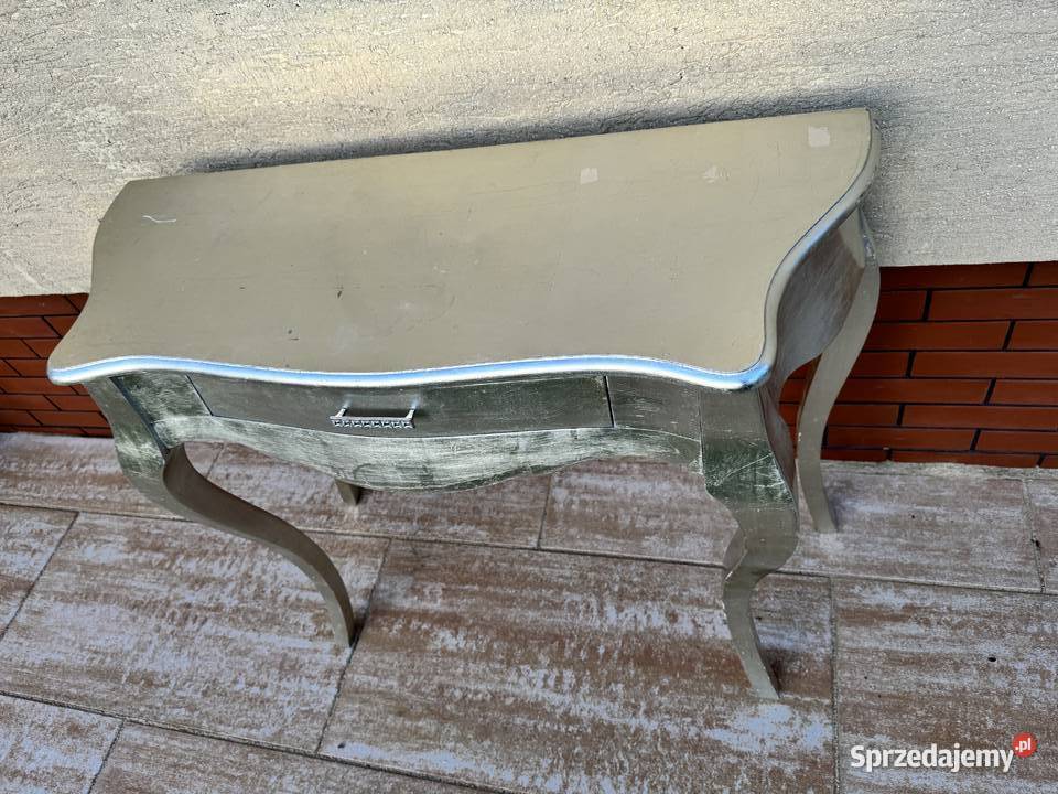 Konsolka srebrna Ludwikowa glamour toaletka Konsole