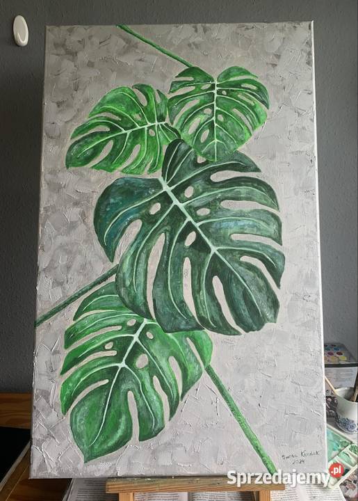 Obraz ręczne malowany Monstera Kalisz