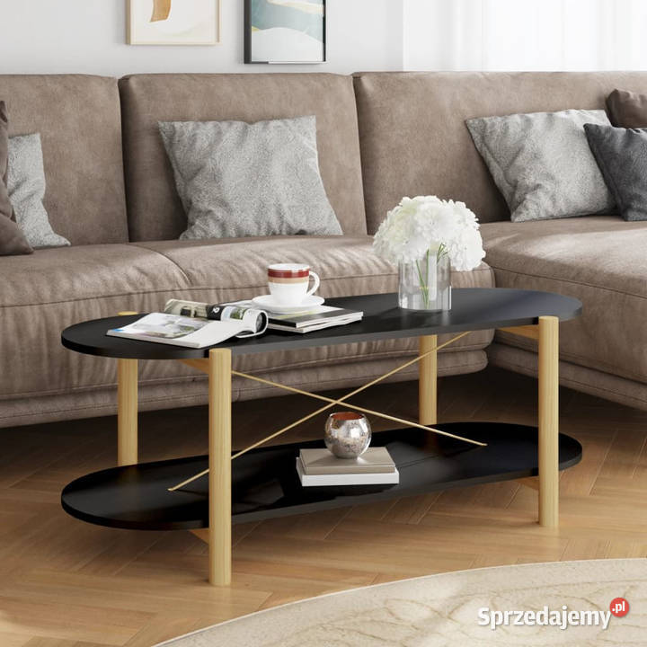Stolik kawowy czarny 110x48x40 materiał Warszawa