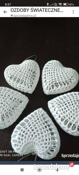 Bombki szydełkowe w kształcie serca Ropczyce