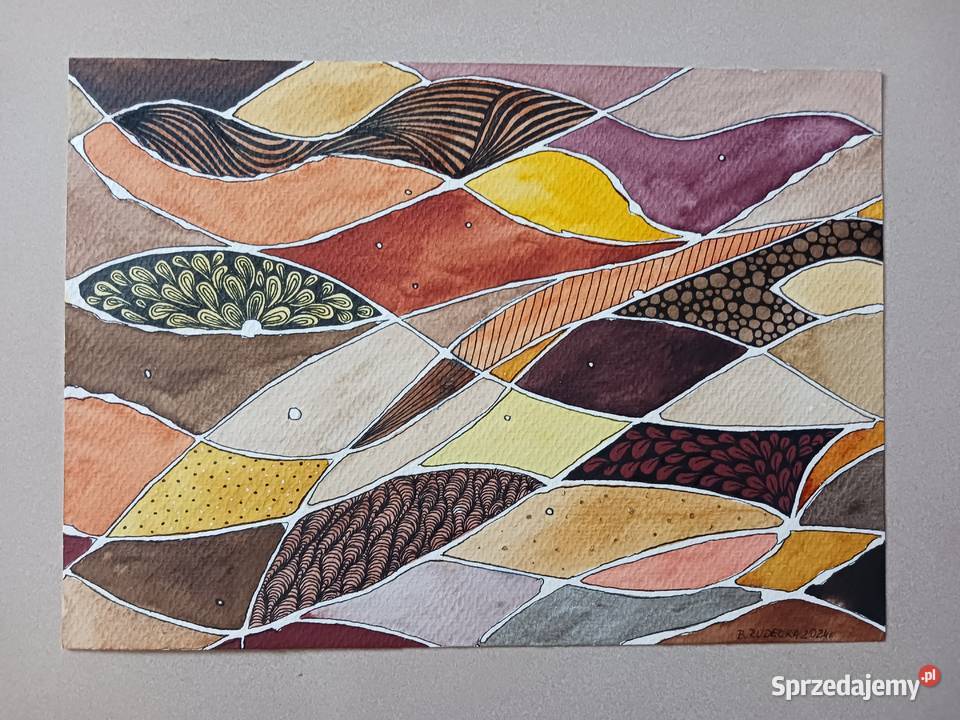 Akwarela A4 Obraz Abstrakcja pt Kolory jesieni Warszawa sprzedam