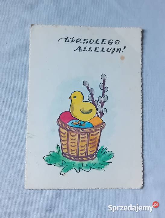 Pocztówka wielkanocna ręcznie malowana lata sprzedam