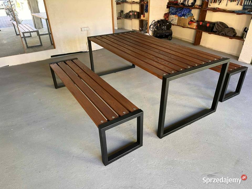 Ręcznie wykonany komplet ogrodowy stół 2 ławki lubelskie Biłgoraj