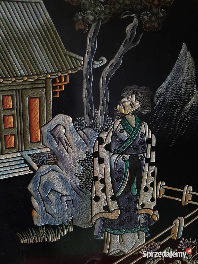 Obrazki japonia grawerowane antyk śląskie Chorzów