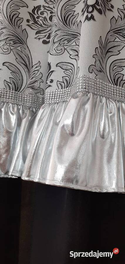 Zasłony glamour srebrne falbany Mława