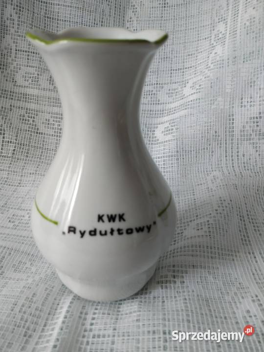 Wazon porcelanowy Górniczy emblemat Napis KWK biały Katowice