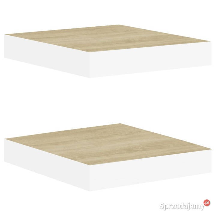 Półki ścienne 2 dębowobiałe 23 x 235 x 38 MDF
