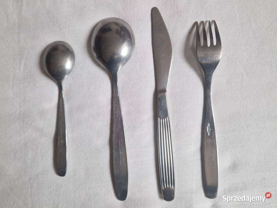 4 sztućce Gerlach wzór paski PRL niezbędnik mazowieckie Warszawa