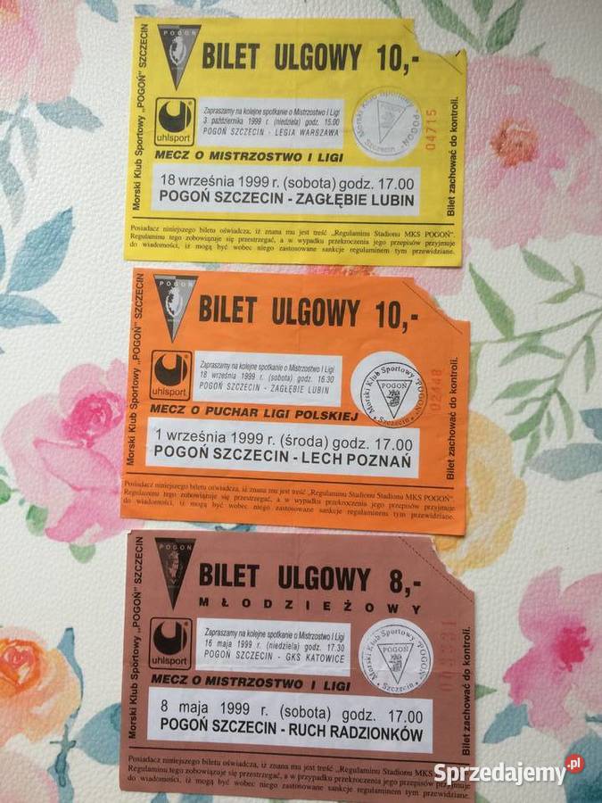 1164 Bilety Pogoni Szczecin 1999 R sprzedam