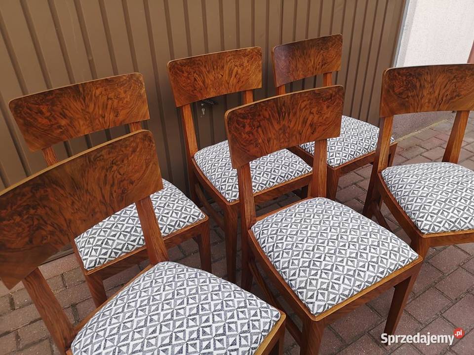 Krzesła ARTDECO Orzech Stare Antyk Komplet 6 wielkopolskie Swarzędz