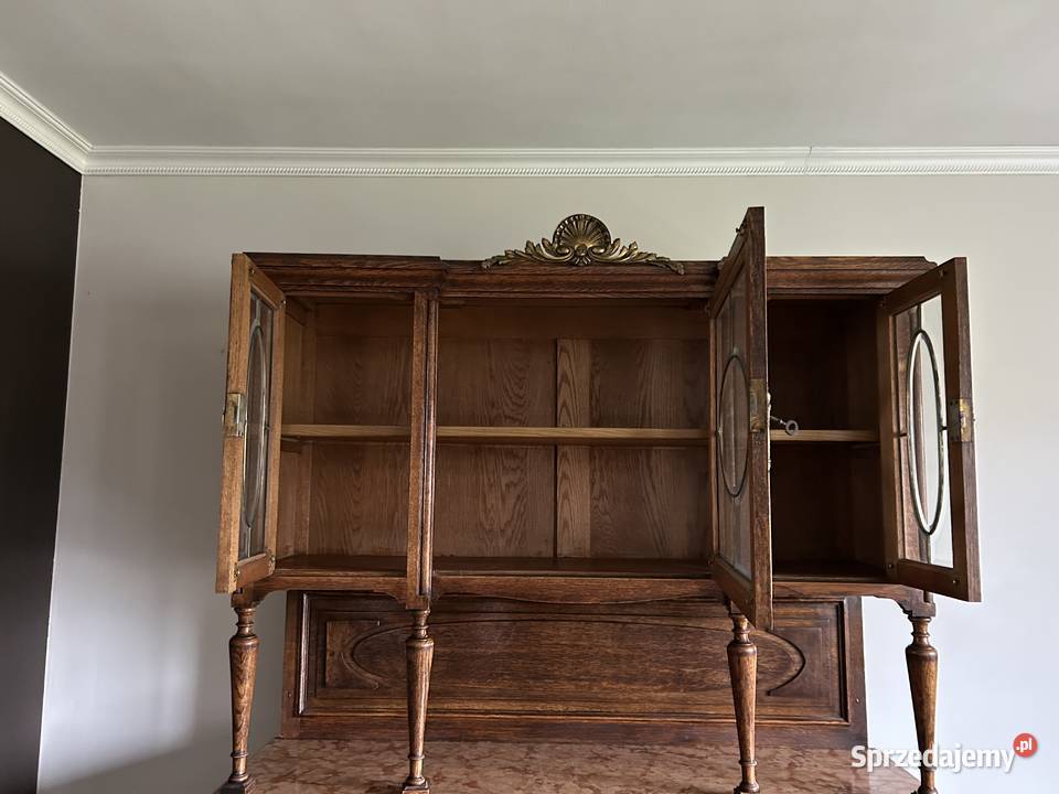 Stary dębowy kredens szybki frezowane Poznań