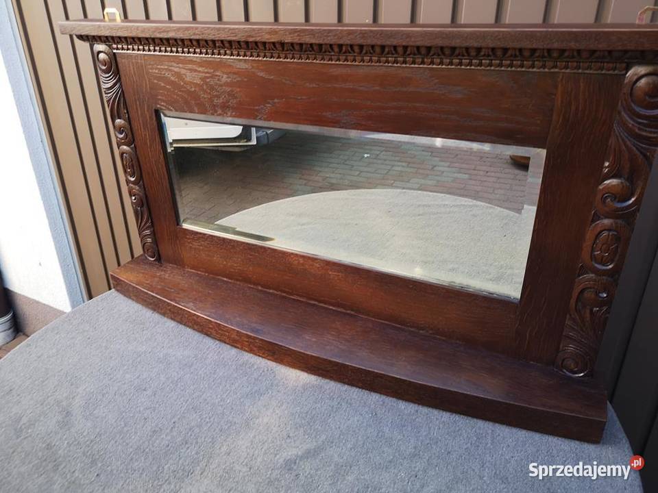 Półka Lustro Wiszące Dębowe Stare Antyk Swarzędz